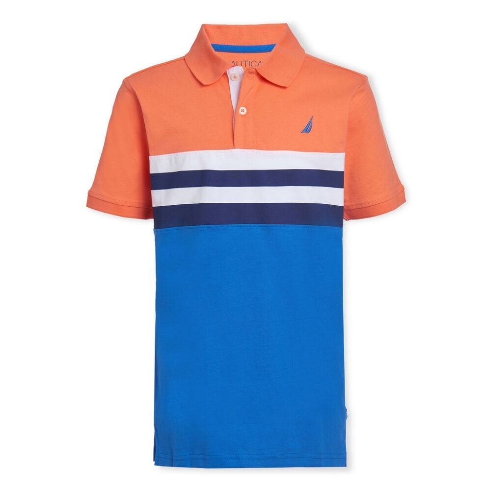 NAUTICA BOYS m 10/12 LINCOLN STRIPE CHEST POLO nwt